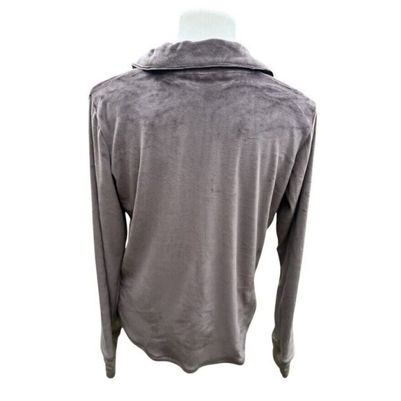 SKIMS Velour Sleep Top In Amethyst Button-Up Pajama Top Size XXS Brown - Picture 11 of 12